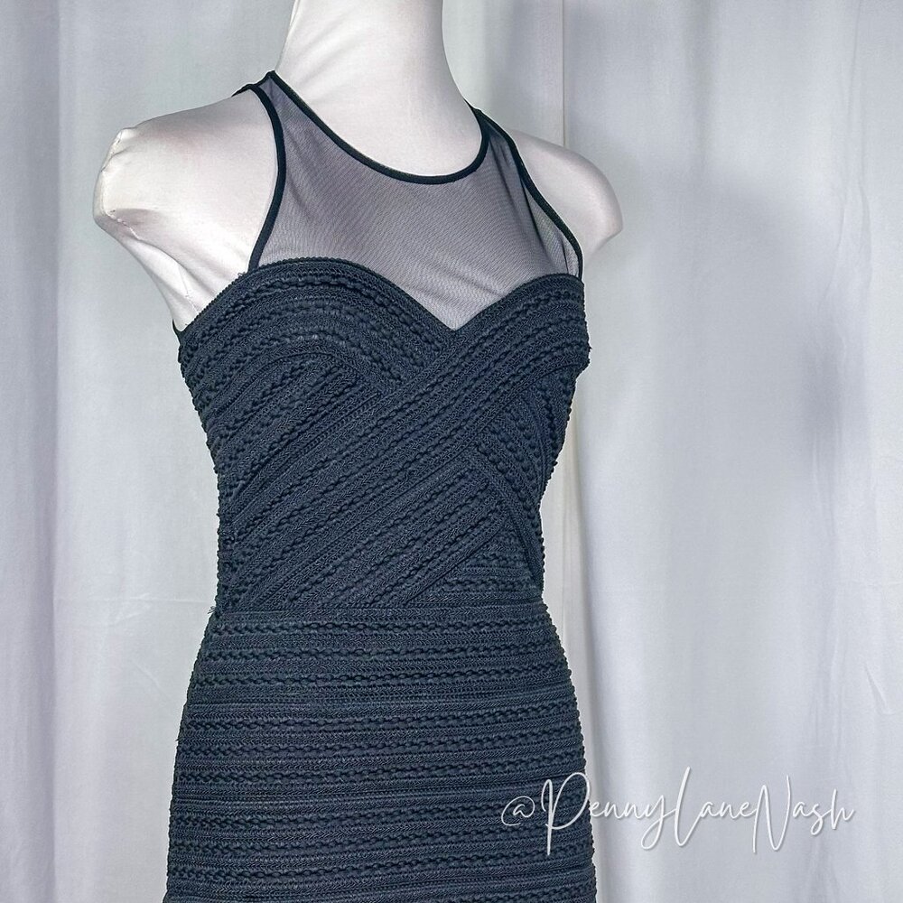 Parker Gabe Black Fringe Fitted Body Con Bandage Flapper Dress - Picture 4 of 15